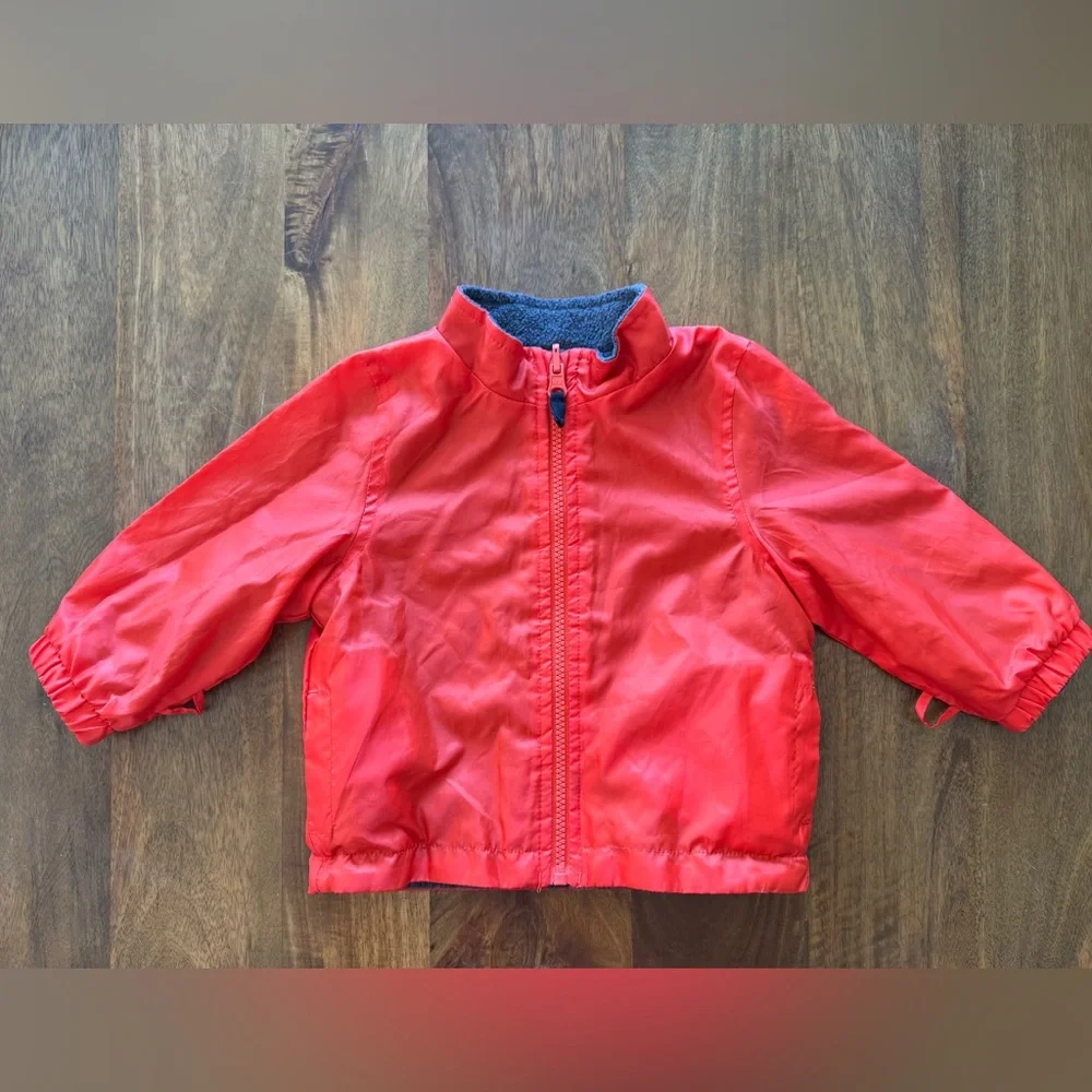 OshKosh B’gosh‎ orange gray fleece reversible jacket baby kids size 18m